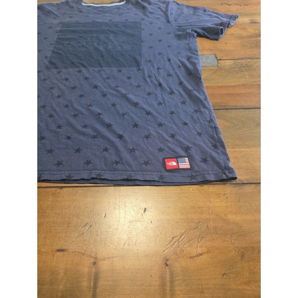The North Face Graphic Star Print T-Shirt Men's L Blue USA American Flag Patch